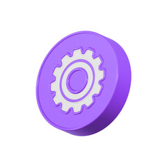 Poster - Gear icon, setting symbol 3d blue color