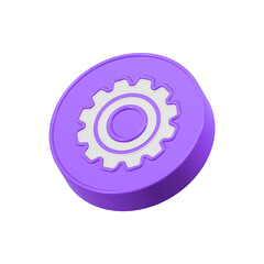 Poster - Gear icon, setting symbol 3d blue color