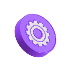 Poster - Gear icon, setting symbol 3d blue color