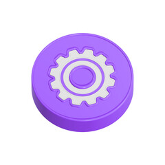 Poster - Gear icon, setting symbol 3d blue color
