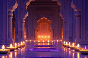 Happy diwali indian festival background with candles