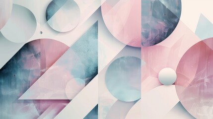 Wall Mural - Abstract illustration with geometric shapes and soft pastel colors