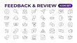 © artnazu - Set of Feedback, Review, and Customer Experience Outline Icon Collection. Rating, Testimonials, Quick Response, experience, Satisfaction, etc. Simple web icon illustration,