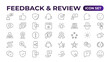 © artnazu - Set of Feedback, Review, and Customer Experience Outline Icon Collection. Rating, Testimonials, Quick Response, experience, Satisfaction, etc. Simple web icon illustration,