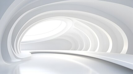 Wall Mural - Futuristic White Arched Interior Abstract Architecture Background 3D Rendering