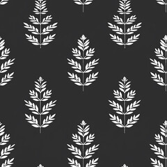 simple black and white leaf pattern in a seamless design.