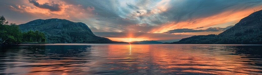Wall Mural - Scenic Sunset Over a Tranquil Lake