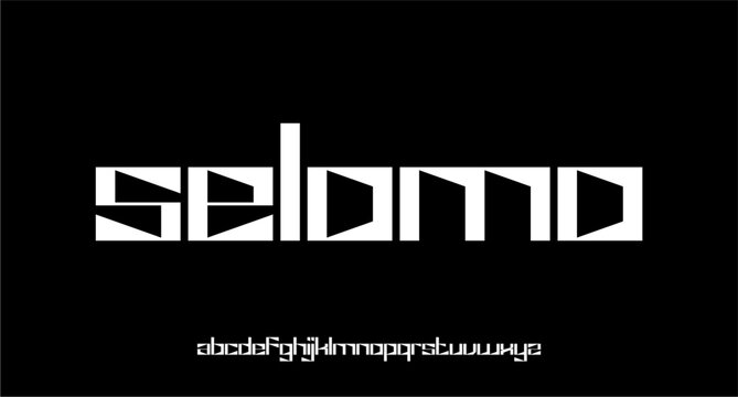 GEOMETRIC MODERN UNIQUE BOLD DISPLAY ALPHABET FONT VECTOR