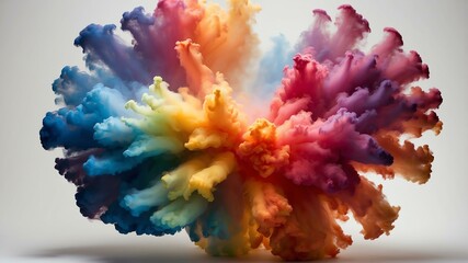 Wall Mural - rainbow smoke center radial explosion isolated in whit background