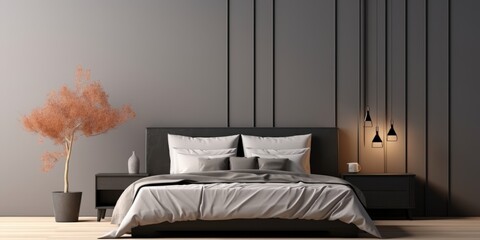 Wall Mural - Minimalist Bedroom Interior Design with a Touch of Nature