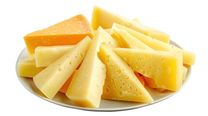 Wall Mural - Assortment of Cheese Slices on a Plate