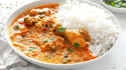 Wall Mural - Chicken Curry with Rice, a Delicious Indian Dish
