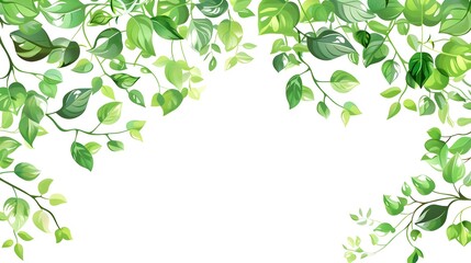 Wall Mural - Lush Green Leaves Frame Natural Botanical Background Peaceful Scenery