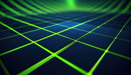 Wall Mural - Vibrant green and blue digital grid with a techinspired design, it expresses an abstract and dynamic feel AIG62