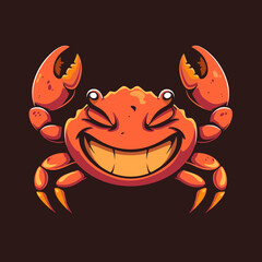 Wall Mural - cartoon character logo, Crab, winking, smiling, 2d, vector illustration, mascot logo