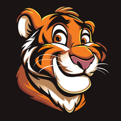 Wall Mural - cartoon character logo, Tiger, winking, smiling, 2d, vector illustration, mascot logo