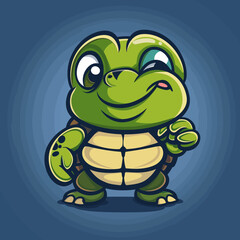 Wall Mural - cartoon character logo, Turtle, winking, smiling, 2d, vector illustration, mascot logo