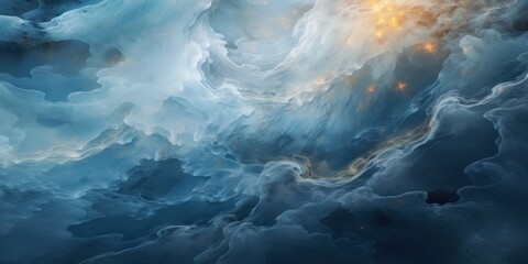 Wall Mural - Abstract Swirling Clouds with Glowing Lights