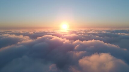 Wall Mural - sunrise on blue sky. Blue sky with some clouds. View over the clouds.