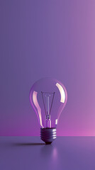 Canvas Print - Light bulb on purple background