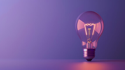 Canvas Print - Light bulb on purple background