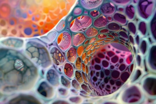 Abstract organic structure is forming a colorful honeycomb pattern
