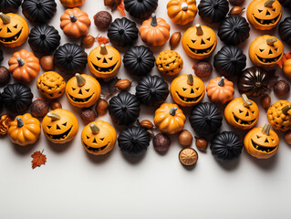 Wall Mural - Halloween Skull and Pumpkin Decorations on an isolated background