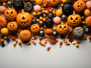 Wall Mural - Halloween Skull and Pumpkin Decorations on an isolated background