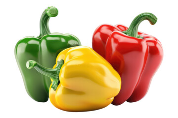 Poster - Red yellow green pepper isolated on transparent background