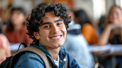 Canvas Print - The smiling student in classroom