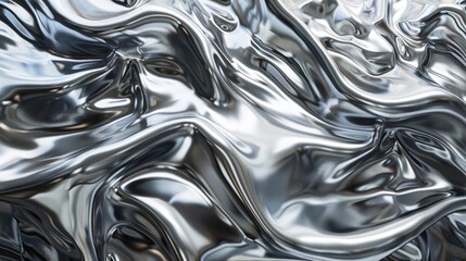 Poster - Glistening liquid chrome waves cascading against a backdrop of lustrous metal patterns, embodying futuristic elegance.