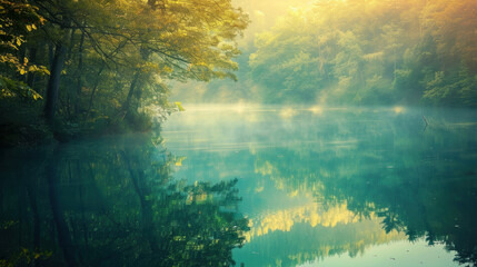 Wall Mural - Serene lake with a magical reflection