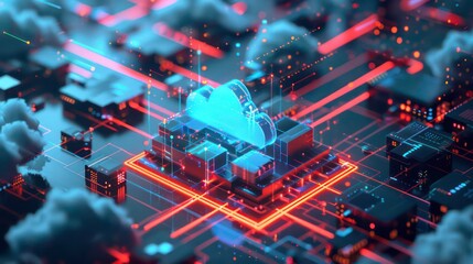 Poster - A 3D illustration visualizes Communications Platform as a Service (CPaaS), showcasing cloud solutions enabling companies to integrate real-time communications into their business applications