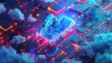 Poster - A 3D illustration visualizes Communications Platform as a Service (CPaaS), showcasing cloud solutions enabling companies to integrate real-time communications into their business applications