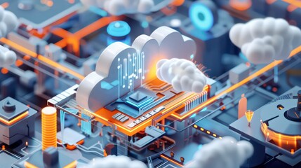 Poster - A 3D illustration visualizes Communications Platform as a Service (CPaaS), showcasing cloud solutions enabling companies to integrate real-time communications into their business applications