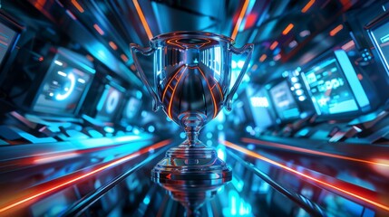 Futuristic Trophy in a High-Tech Environment - Generative AI