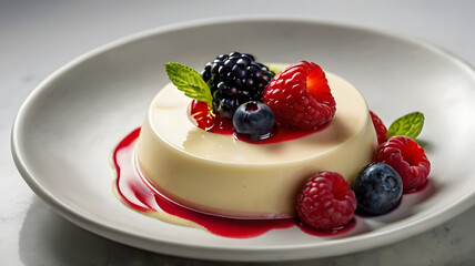 Poster - panna cotta topped with fresh berries