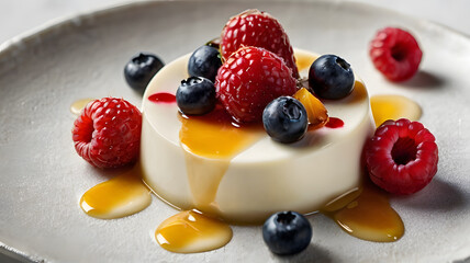 Poster - panna cotta topped with fresh berries