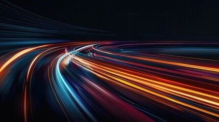 Wall Mural - A light trail of a moving car, representing speed and progress