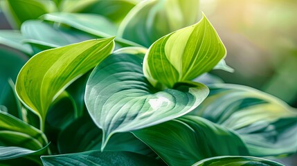 Abstract natural floral Green tropical plant close-up background