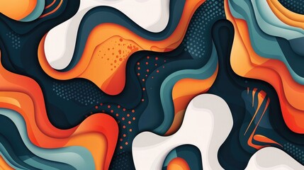Poster - abstract background with a mix of organic shapes and bright colors.