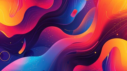 Poster - abstract background with a mix of organic shapes and bright colors.