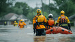 © Matthias - Rescue team aiding flood victims with rescue boats