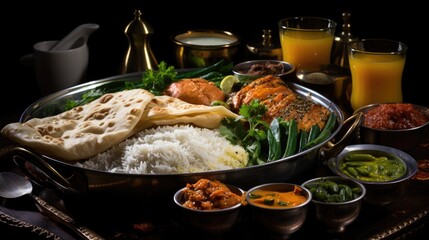 Wall Mural - chicken with rice and vegetables HD 8K wallpaper Stock Photographic image
