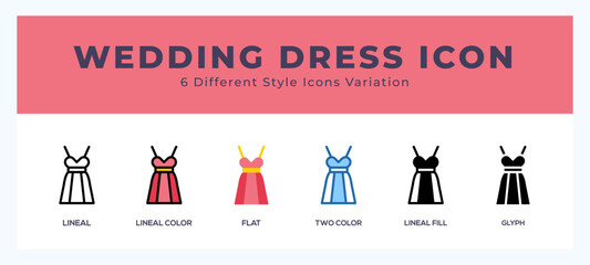 Wall Mural - Wedding dress vector icon. with different styles vector illustration.