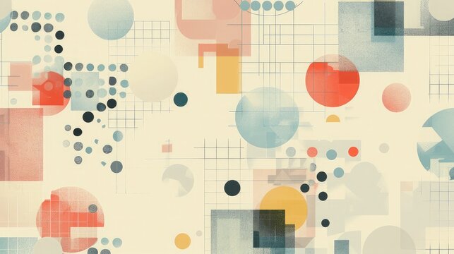 Abstract geometric pattern with business icons and soft colors.