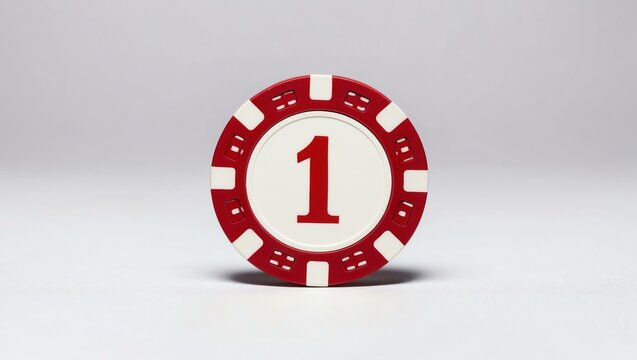 create an image of a single red dollar poker chip on background