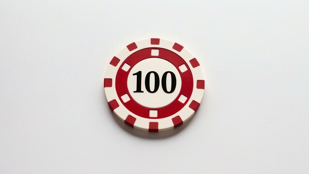 create an image of a single red dollar poker chip o background