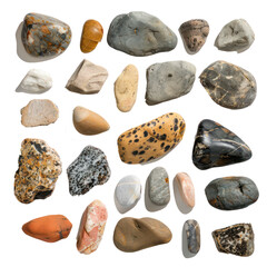 Collection of rock summer concept top view full length on transparency background PNG
