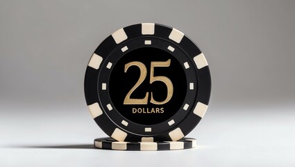 Wall Mural - create an image of a single black dollar poker chip background